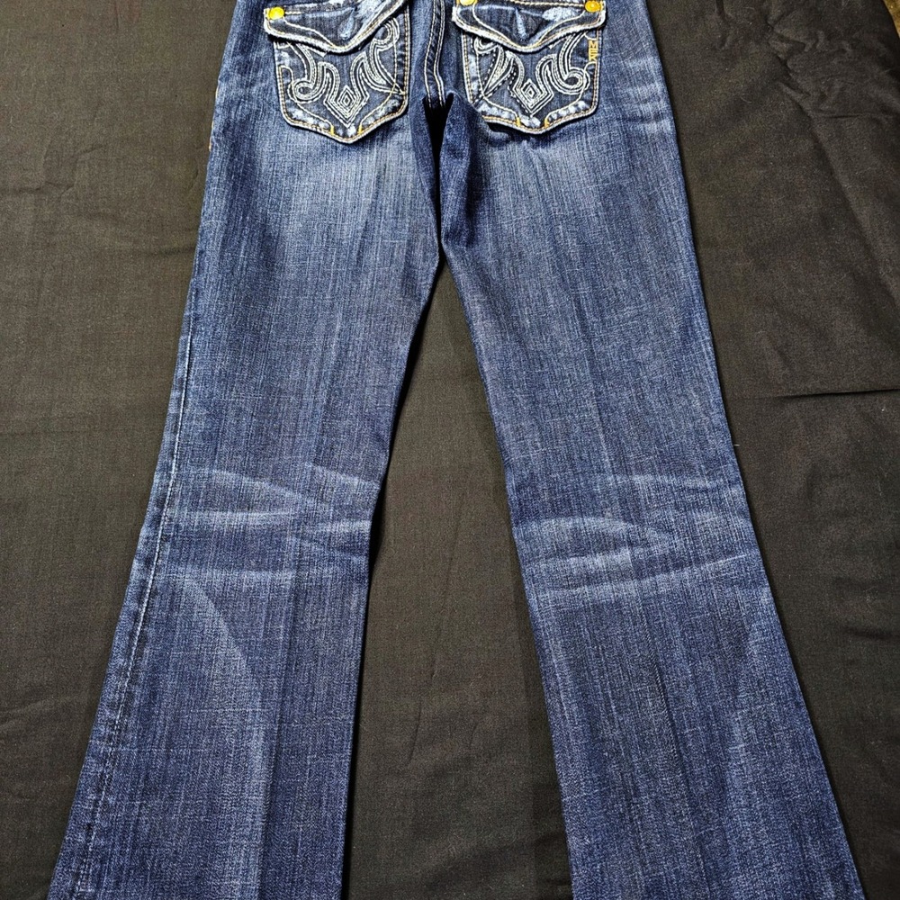 MEK Denim Oaxaca Jeans Womens 24 Y2K Flare Bootcut Embroidered Western Distress - Picture 5 of 10